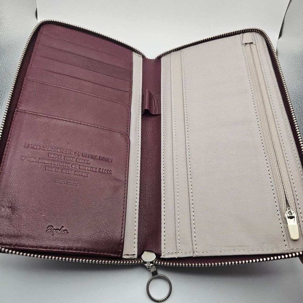 Rapha Cycling Calfskin Leather Transfer Passport Zip Wallet 9X5 Red